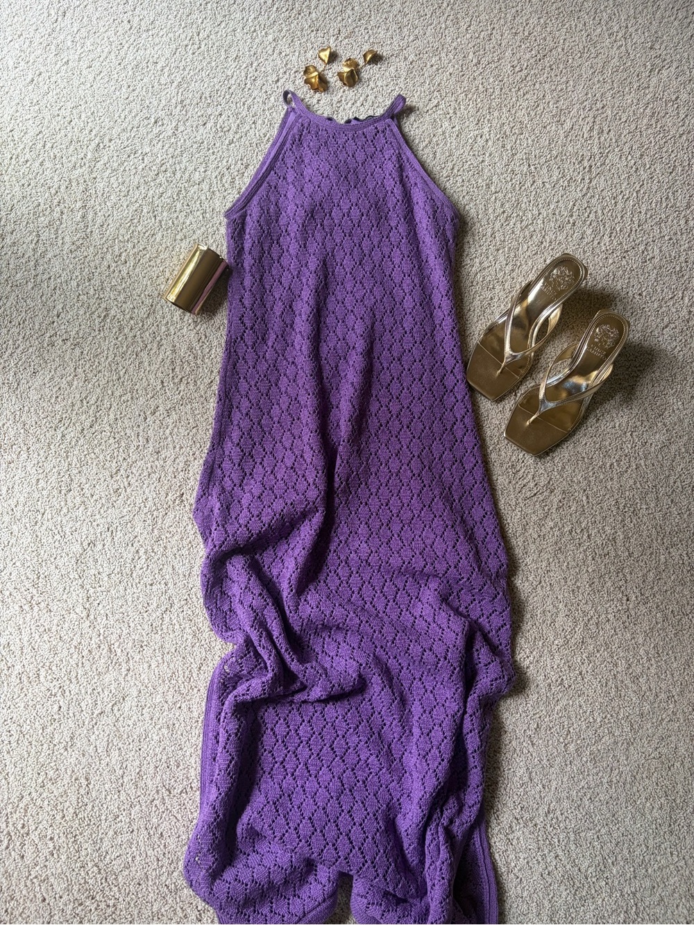 Boston Proper Deep Lavender Halter Knit Maxi Dress